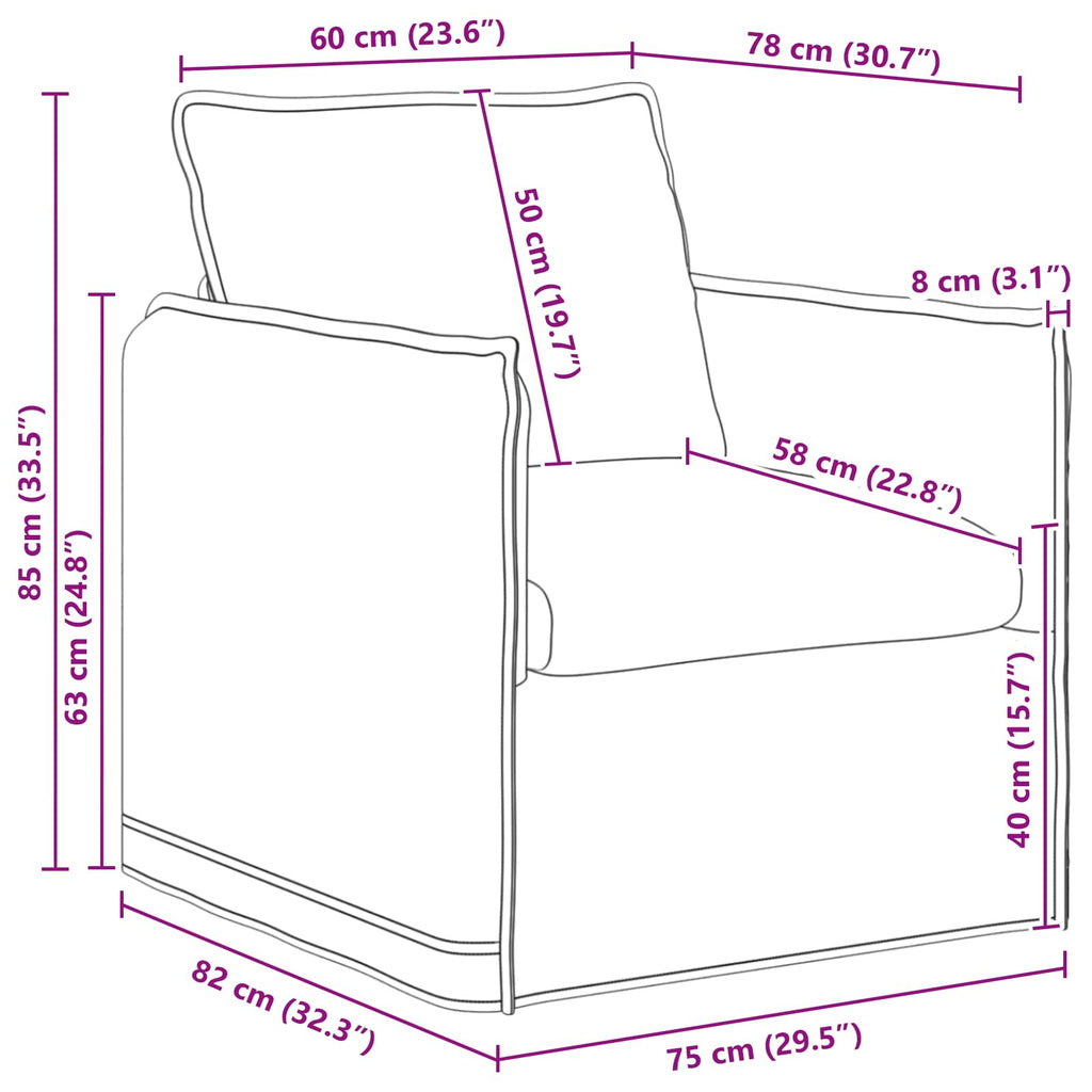 vidaXL Sofa Jasnoszary 75 x 82 x 85 cm tkanina