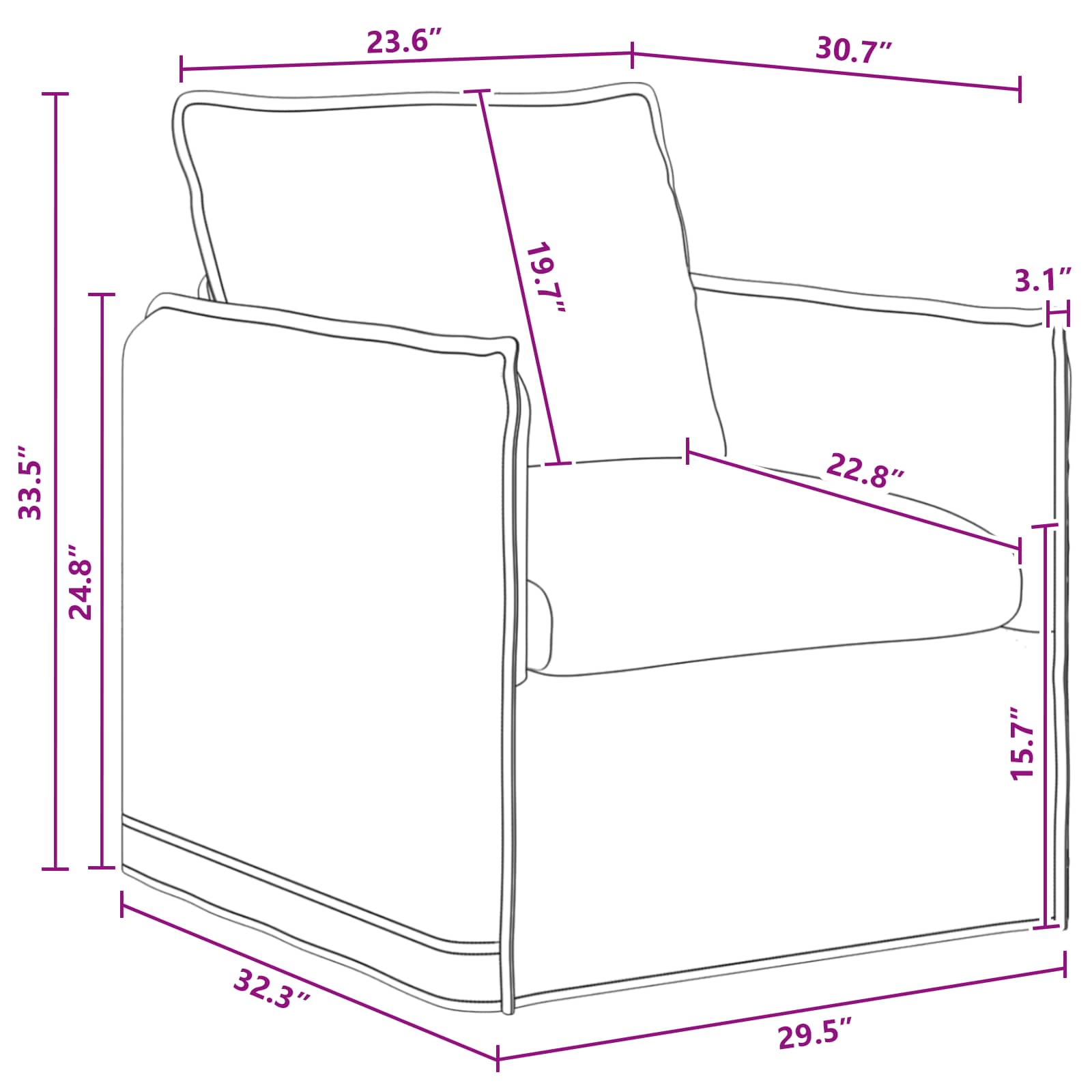 vidaXL Sofa Ciemnoszary 75 x 82 x 85 cm tkanina