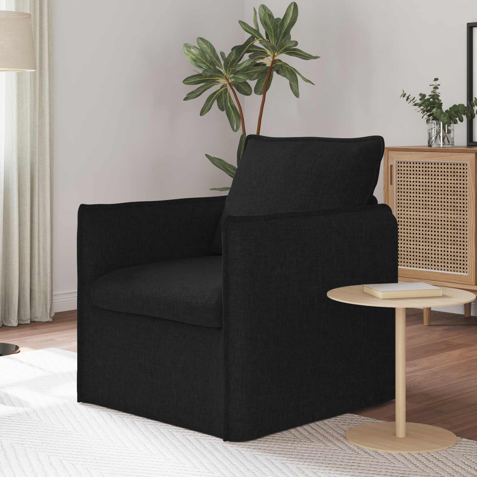 vidaXL Sofa Czarny 75 x 82 x 85 cm tkanina