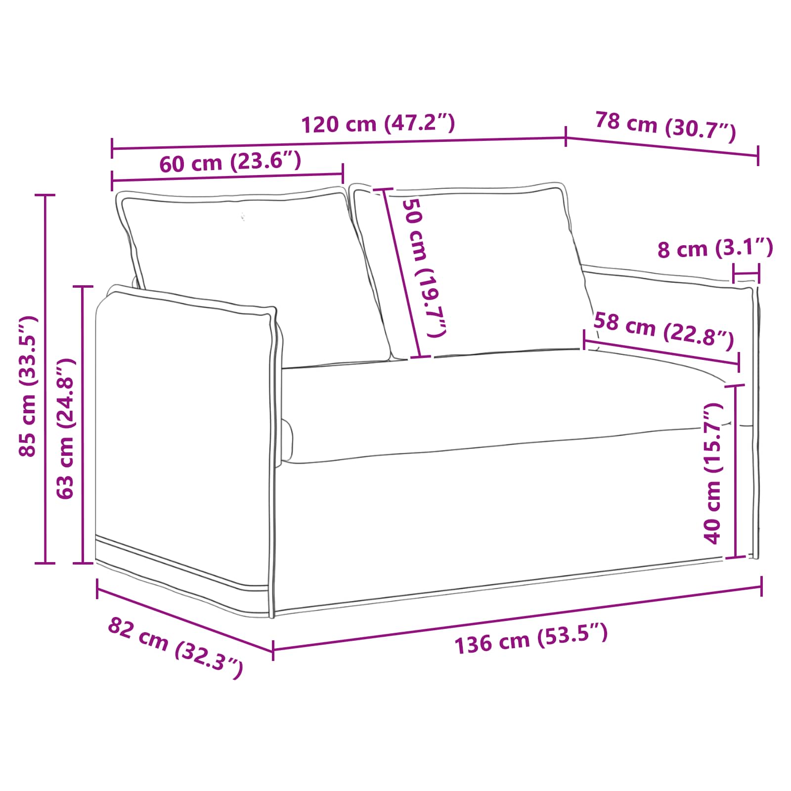 vidaXL Sofa Jasnoszary 136 x 82 x 85 cm tkanina