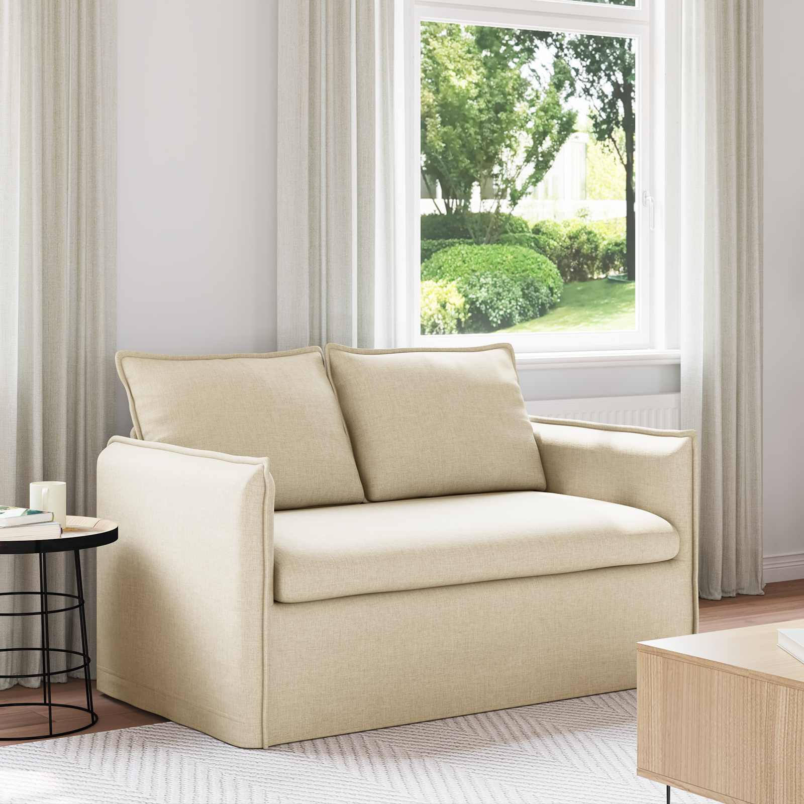 vidaXL Sofa Kremowy 136 x 82 x 85 cm tkanina