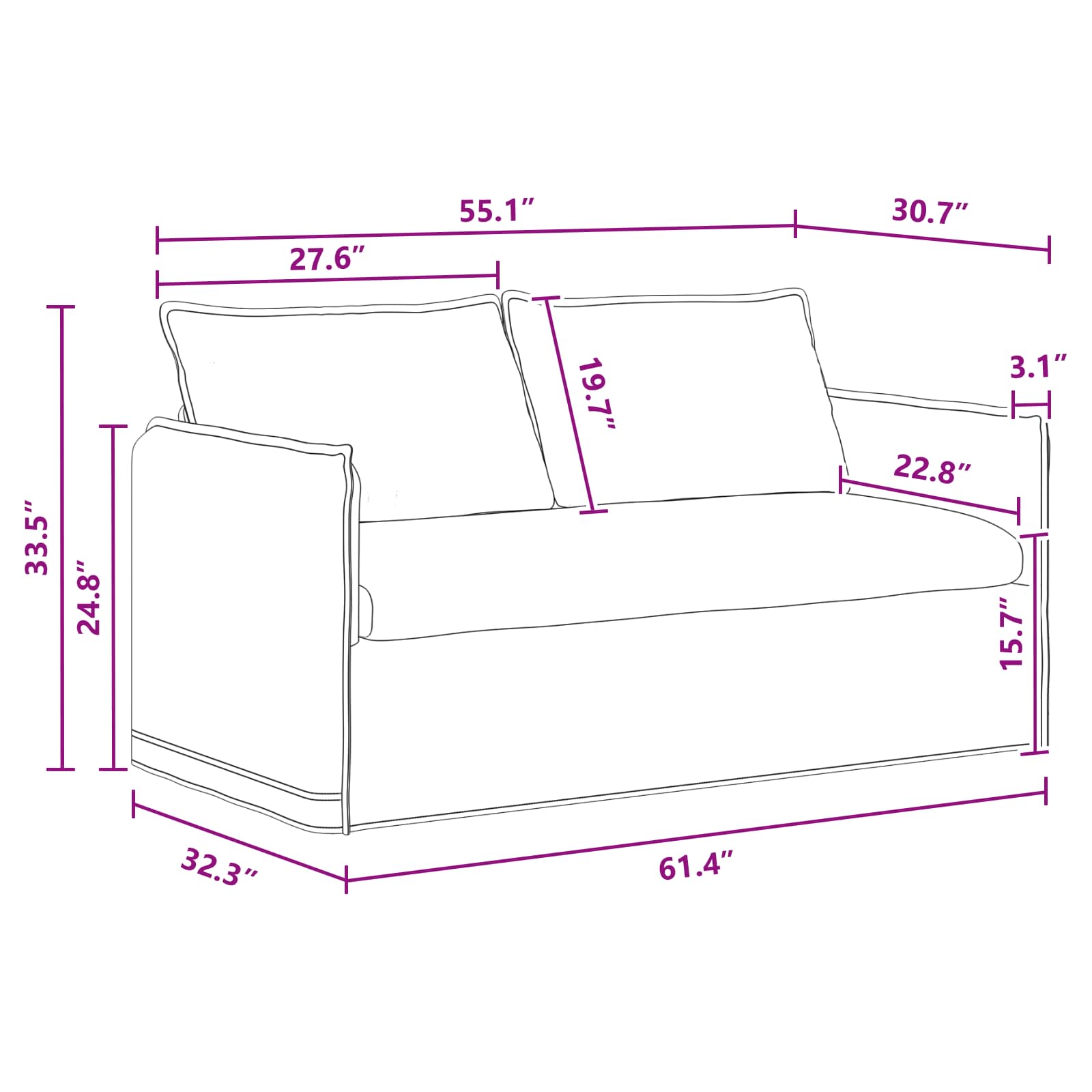 vidaXL Sofa Ciemnoszary 156 x 82 x 85 cm tkanina