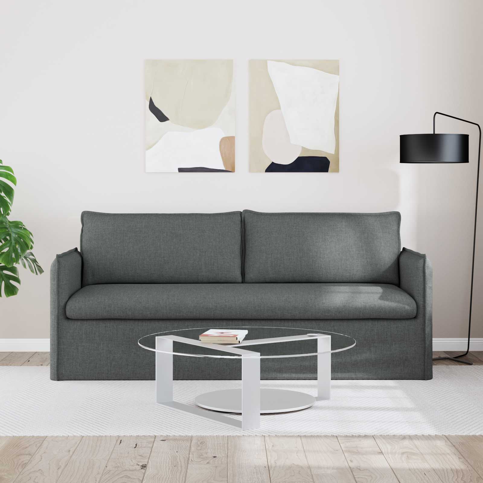 vidaXL Sofa Ciemnoszary 196 x 82 x 85 cm tkanina