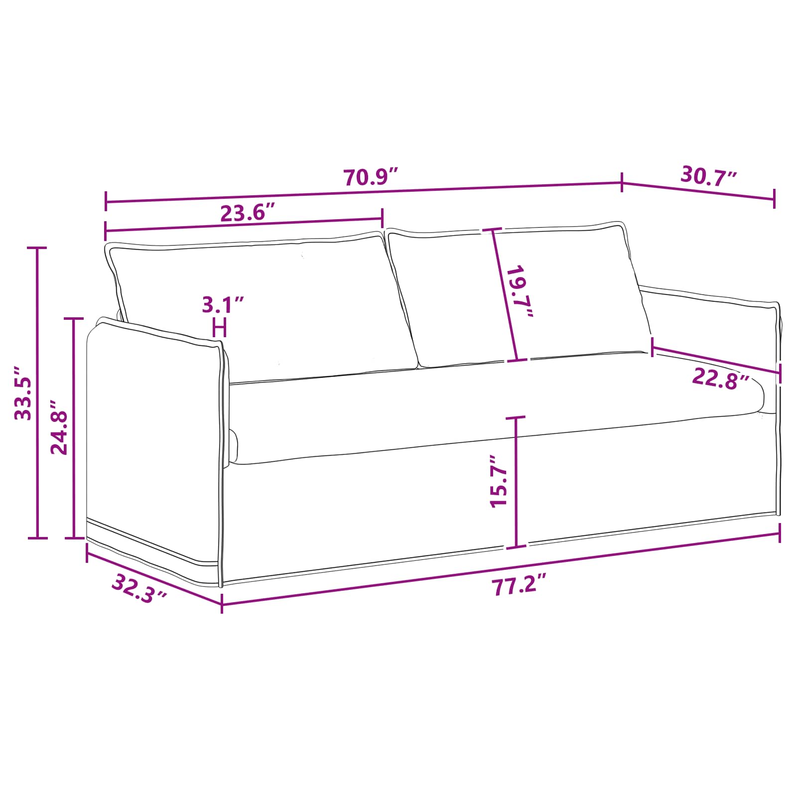 vidaXL Sofa Ciemnoszary 196 x 82 x 85 cm tkanina