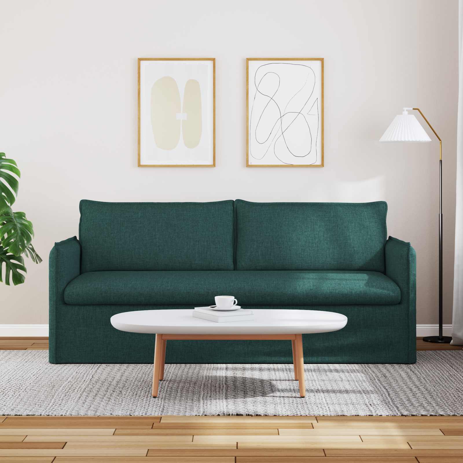 vidaXL Sofa Ciemna zieleń 196 x 82 x 85 cm tkanina