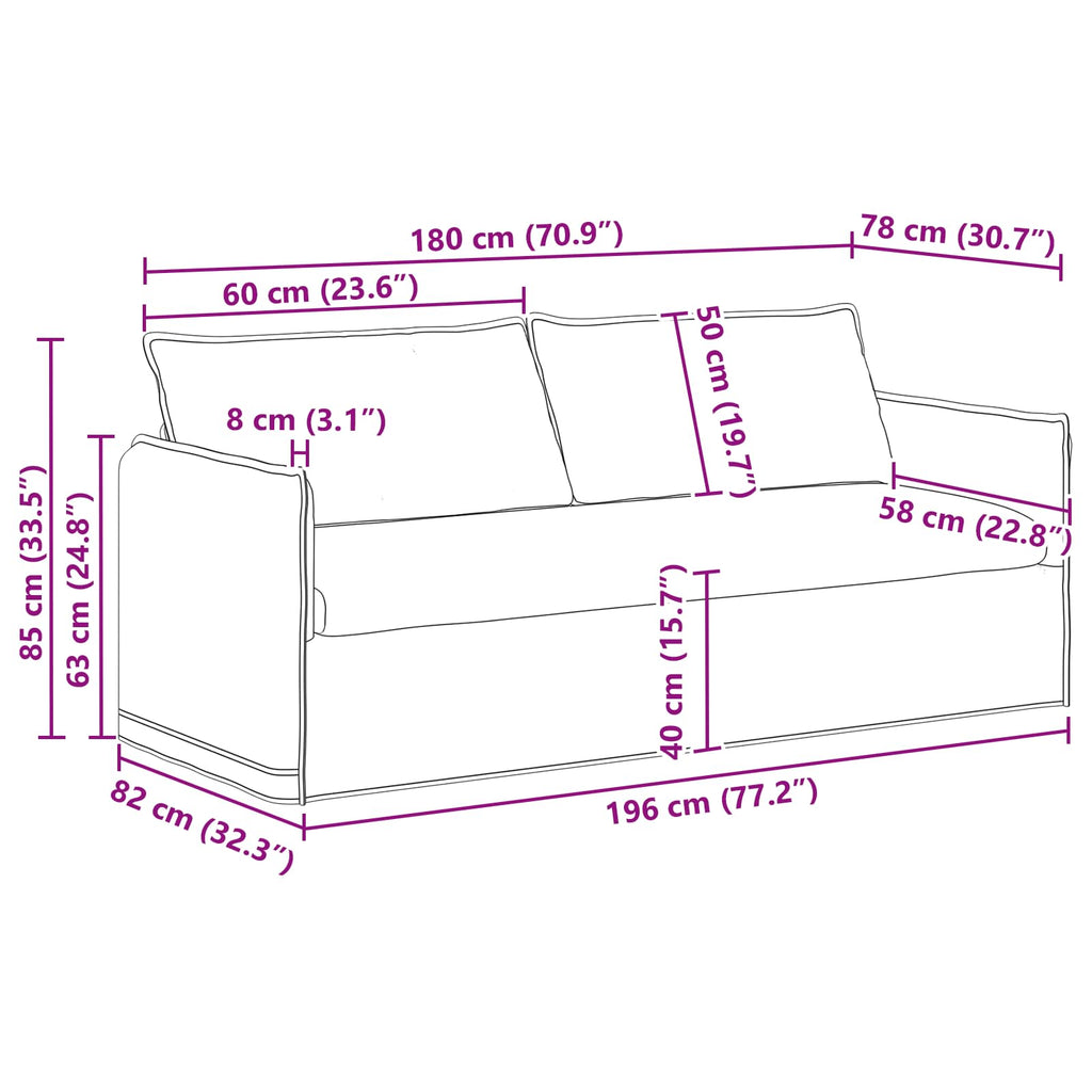 vidaXL Sofa Ciemna zieleń 196 x 82 x 85 cm tkanina