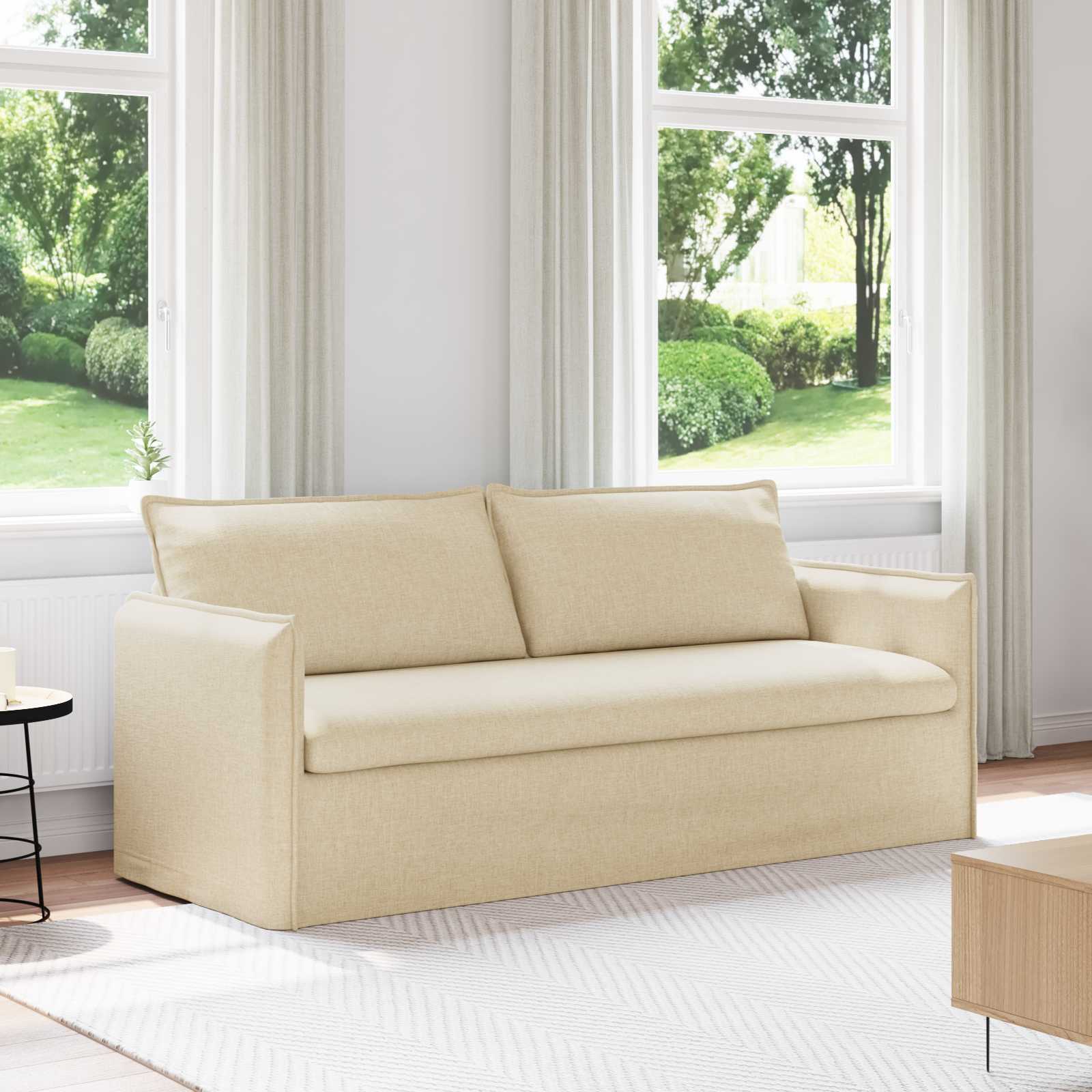 vidaXL Sofa Kremowy 196 x 82 x 85 cm tkanina