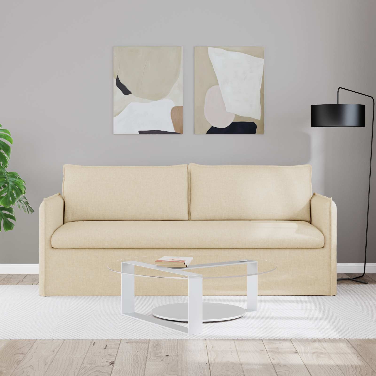 vidaXL Sofa Kremowy 196 x 82 x 85 cm tkanina