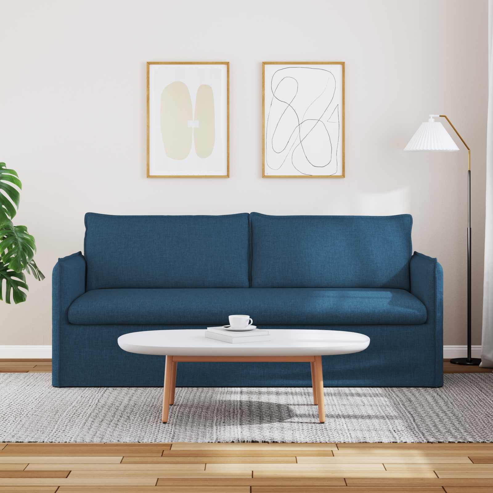 vidaXL Sofa Niebieski 196 x 82 x 85 cm tkanina