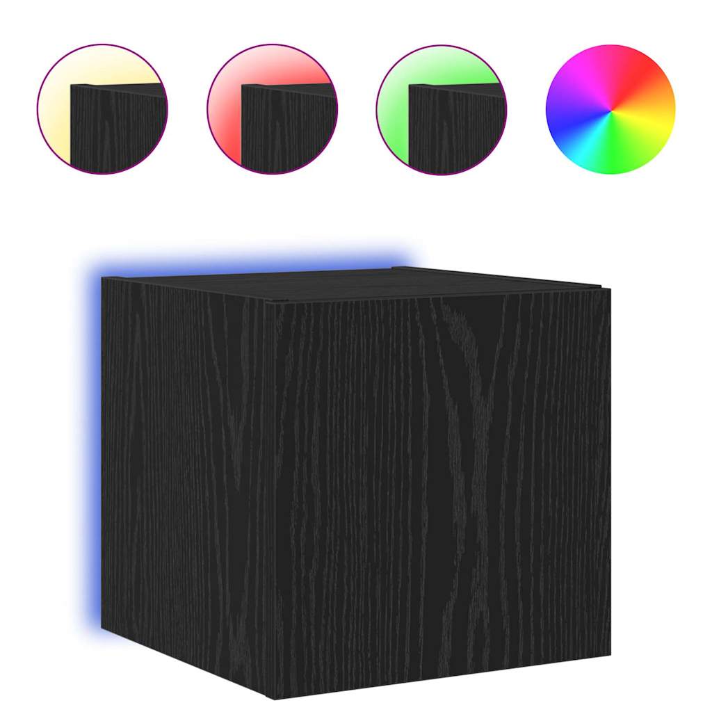 vidaXL Szafka pod telewizor z LED Czarny Dąb 30,5 x 35 x 30 cm
