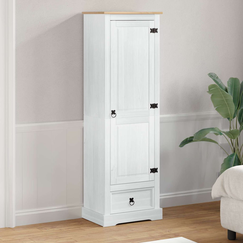 vidaXL Szafy z szufladą Biały 55 x 38 x 170 cm Lite drewno sosnowe