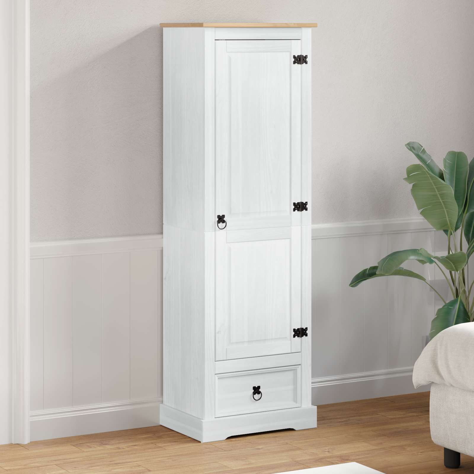 vidaXL Szafy z szufladą Biały 55 x 38 x 170 cm Lite drewno sosnowe