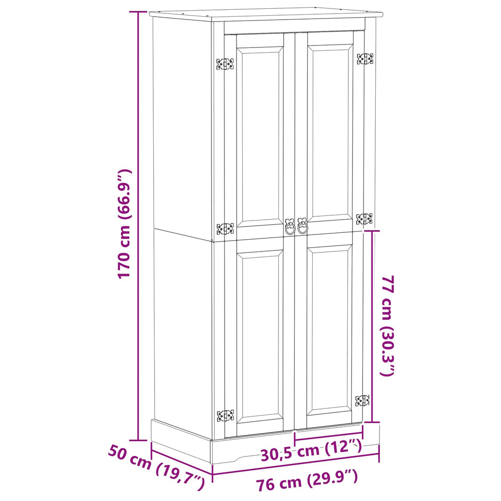 vidaXL Szafy z półką Biały 76 x 50 x 170 cm Lite drewno sosnowe