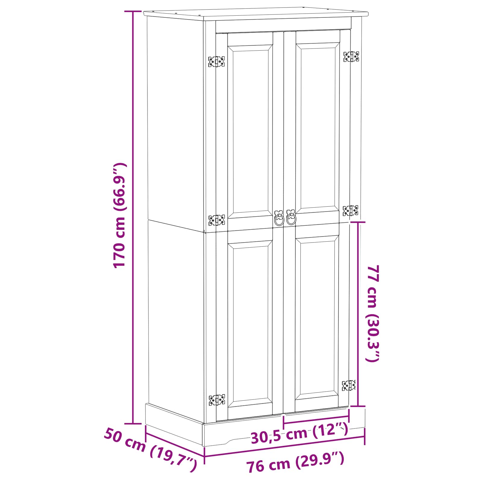 vidaXL Szafy z półką Biały 76 x 50 x 170 cm Lite drewno sosnowe