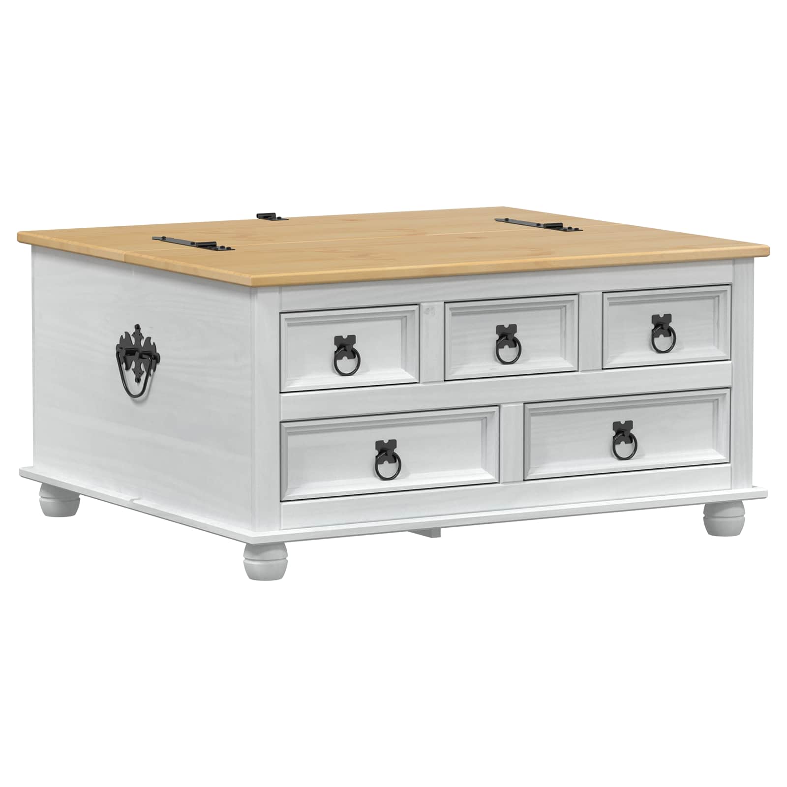 vidaXL storage box z półką Biały 90 x 78 x 45 cm Lite drewno sosnowe