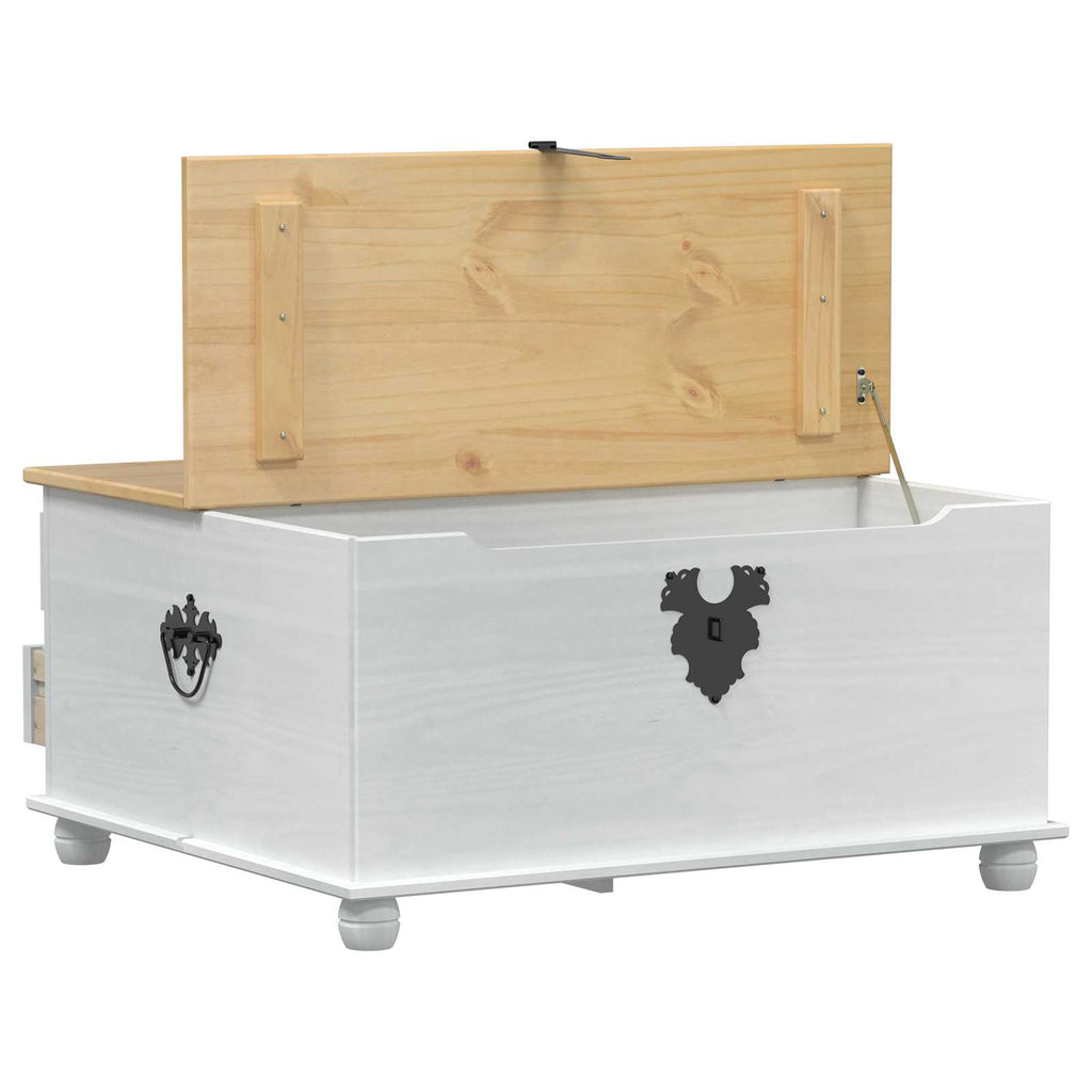 vidaXL storage box z półką Biały 90 x 78 x 45 cm Lite drewno sosnowe