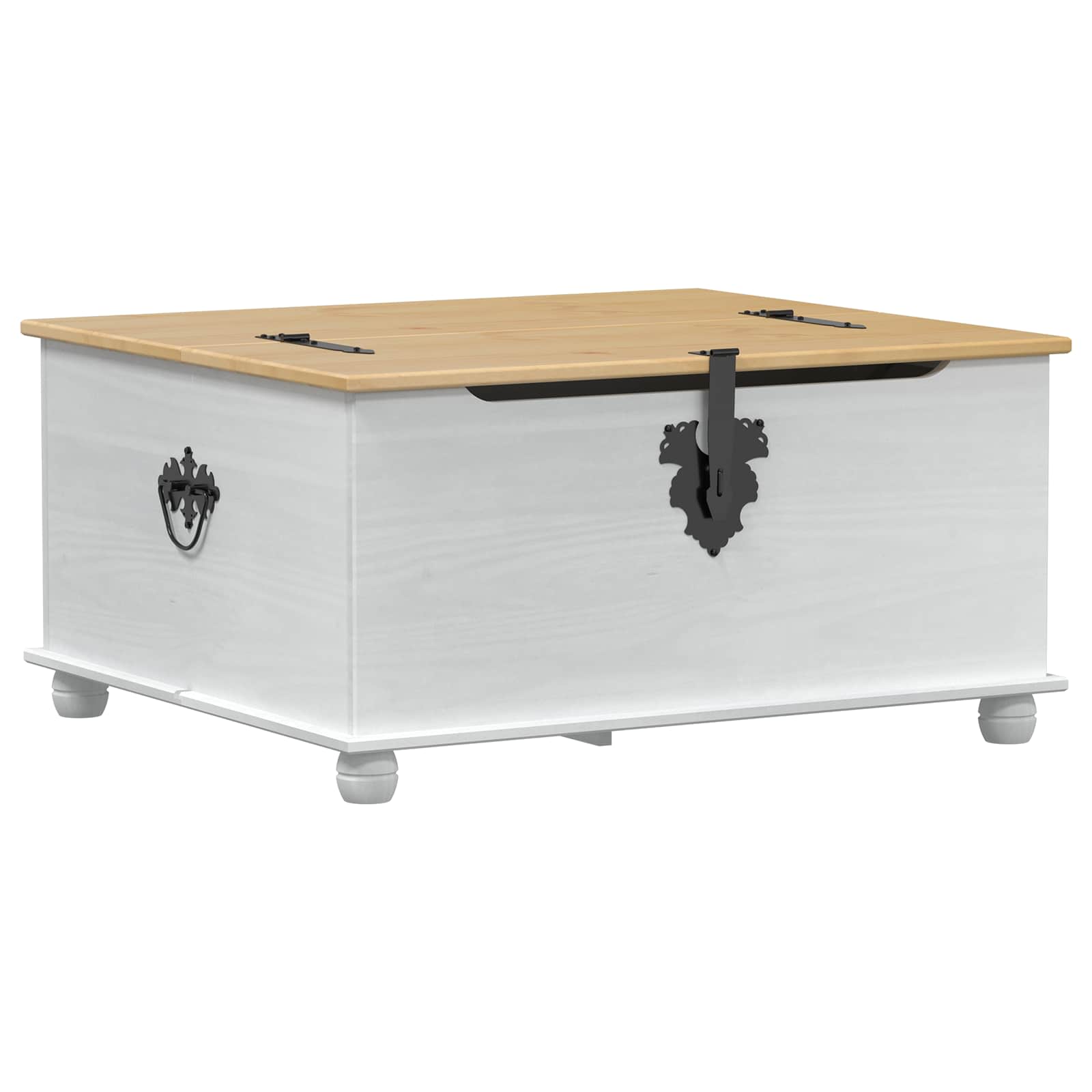 vidaXL storage box z półką Biały 90 x 78 x 45 cm Lite drewno sosnowe