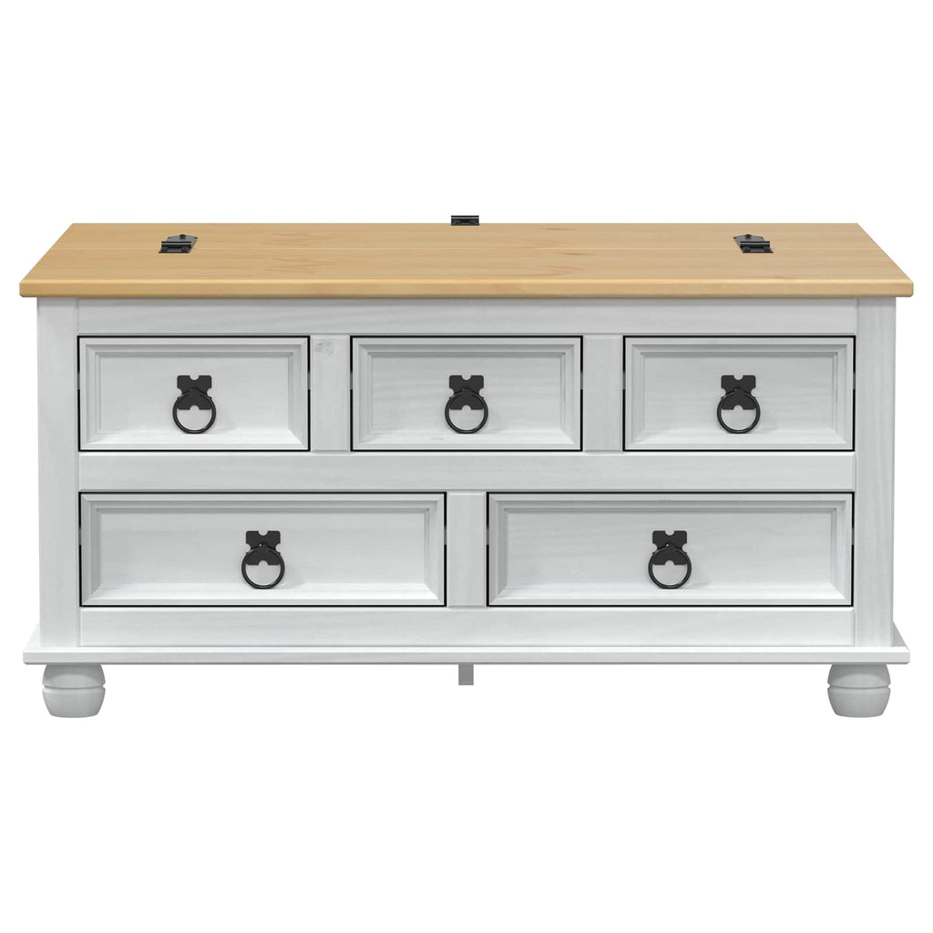 vidaXL storage box z półką Biały 90 x 78 x 45 cm Lite drewno sosnowe