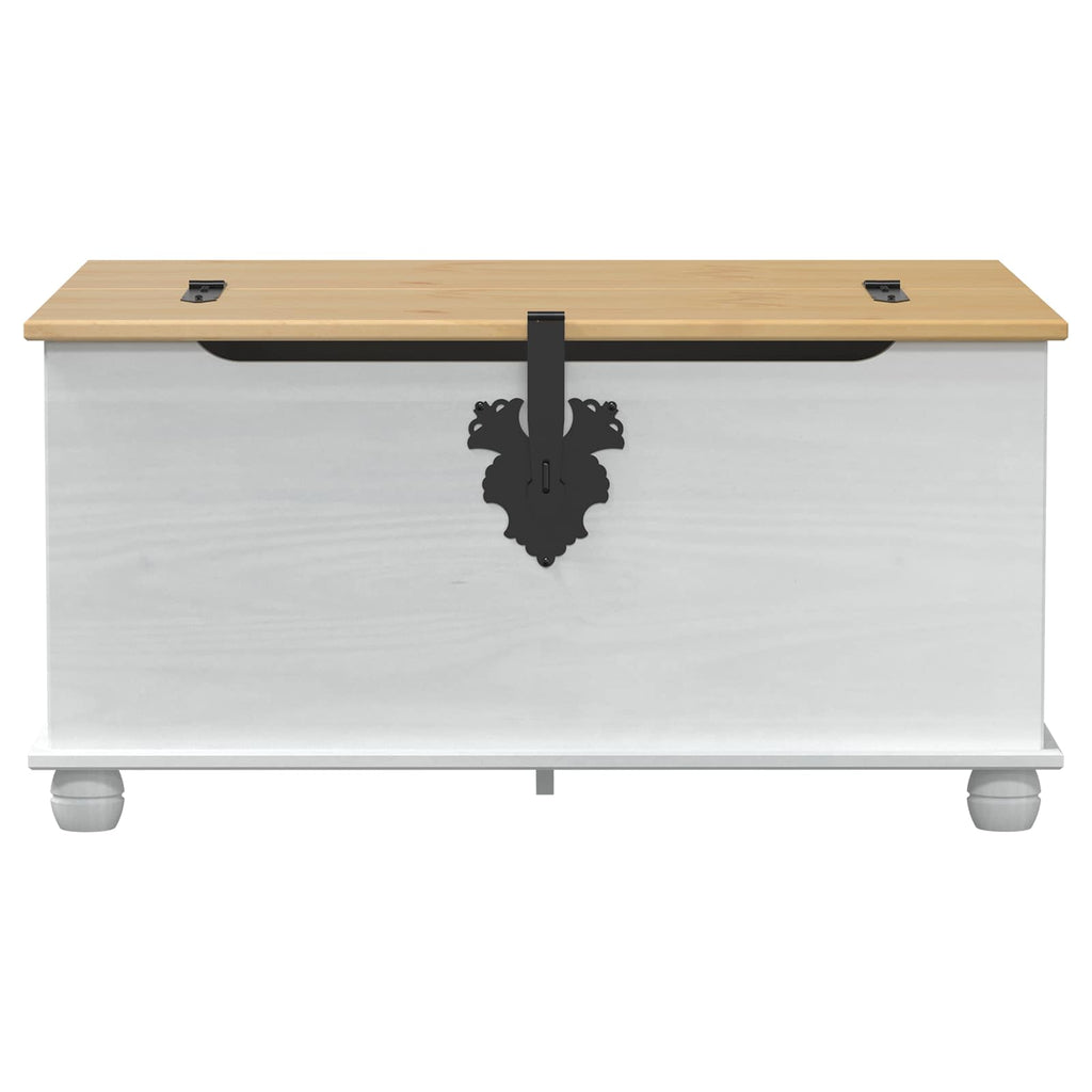 vidaXL storage box z półką Biały 90 x 78 x 45 cm Lite drewno sosnowe