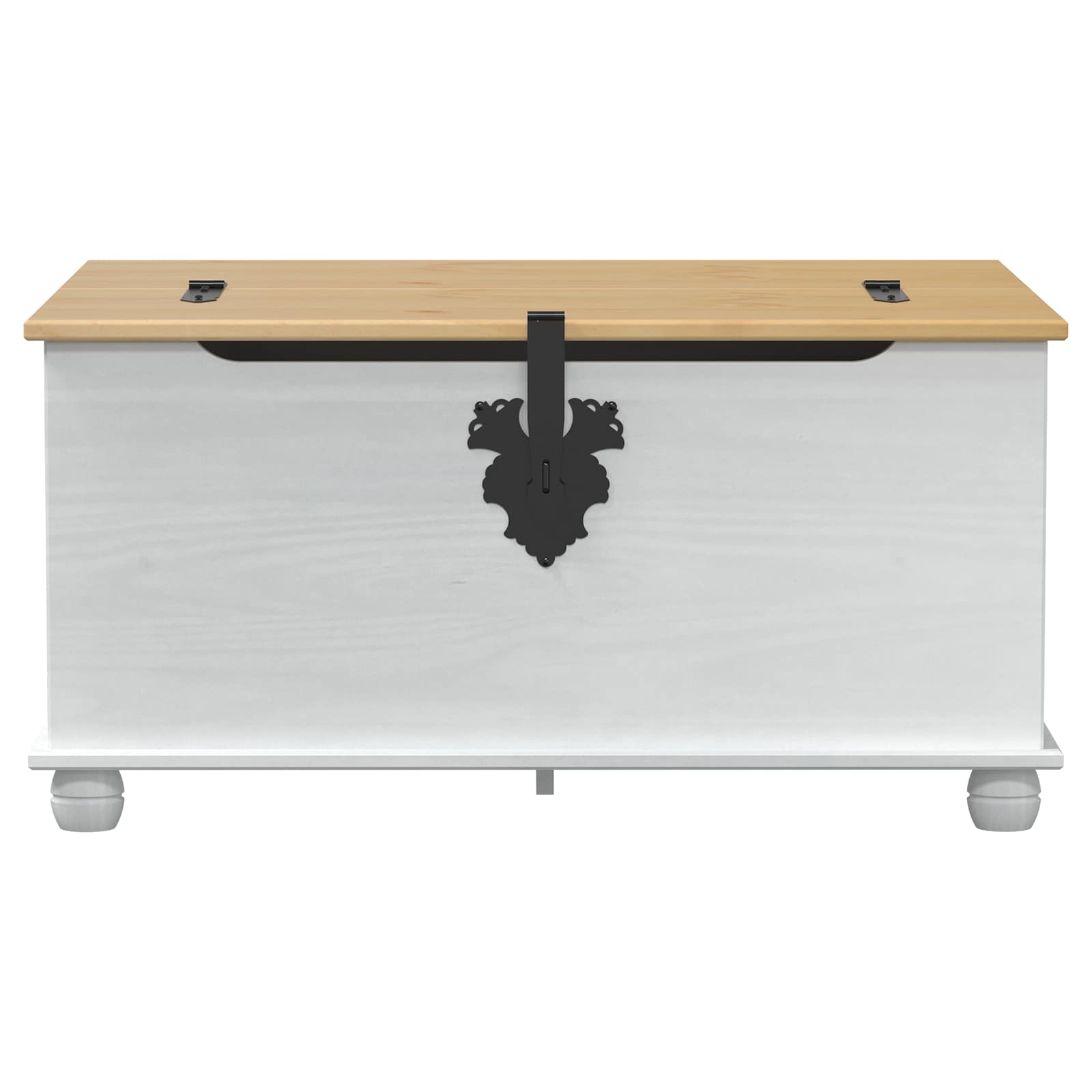 vidaXL storage box z półką Biały 90 x 78 x 45 cm Lite drewno sosnowe