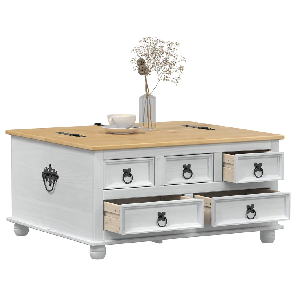 vidaXL storage box z półką Biały 90 x 78 x 45 cm Lite drewno sosnowe