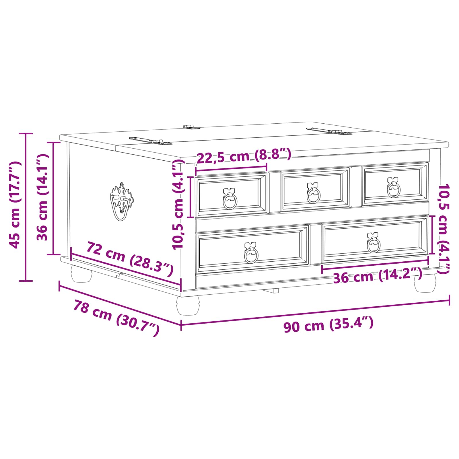 vidaXL storage box z półką Biały 90 x 78 x 45 cm Lite drewno sosnowe