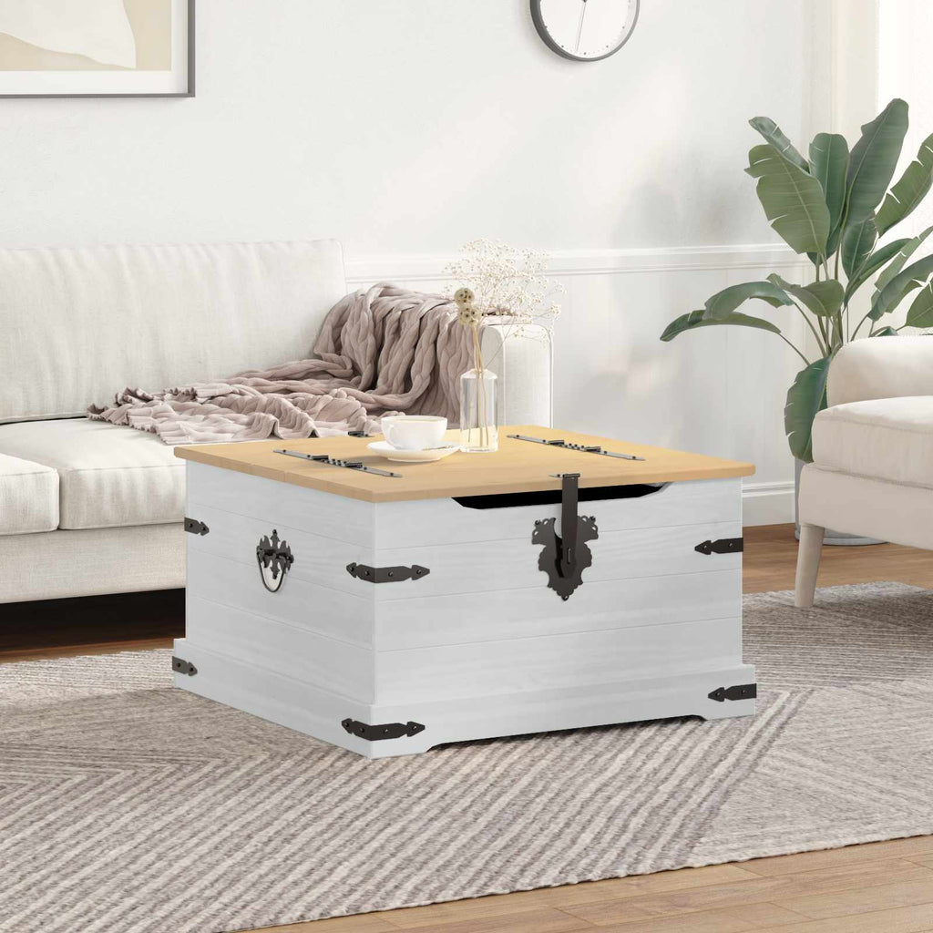 vidaXL storage box z półką Biały 78 x 78 x 45 cm Lite drewno sosnowe