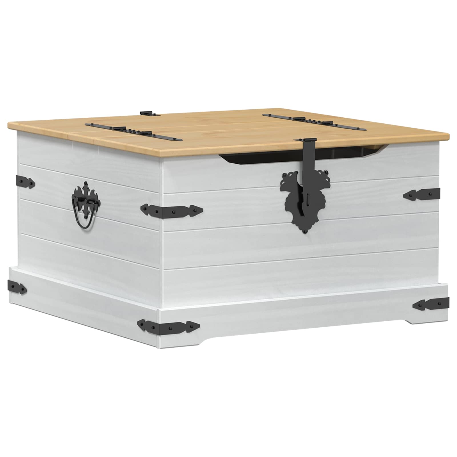 vidaXL storage box z półką Biały 78 x 78 x 45 cm Lite drewno sosnowe