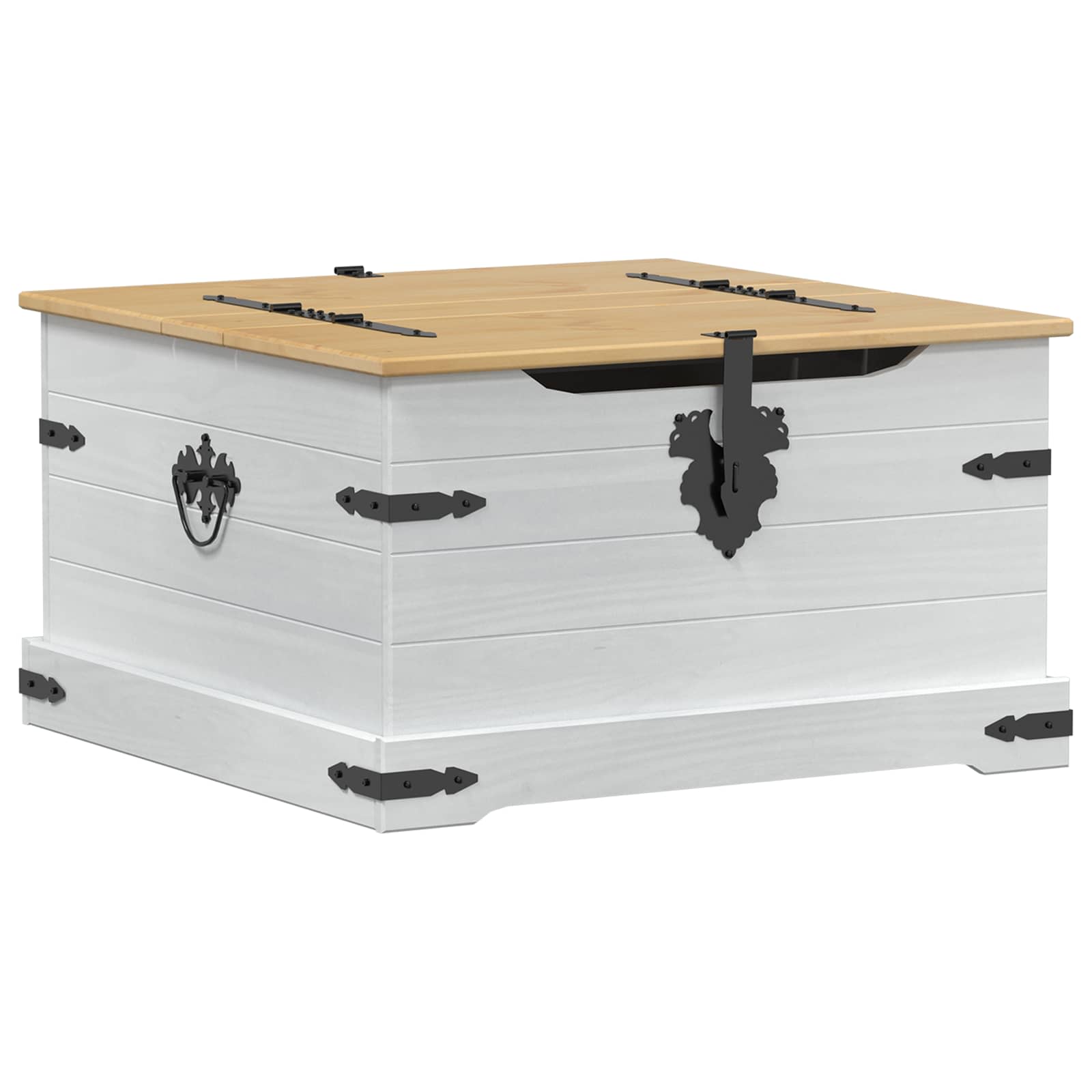 vidaXL storage box z półką Biały 78 x 78 x 45 cm Lite drewno sosnowe
