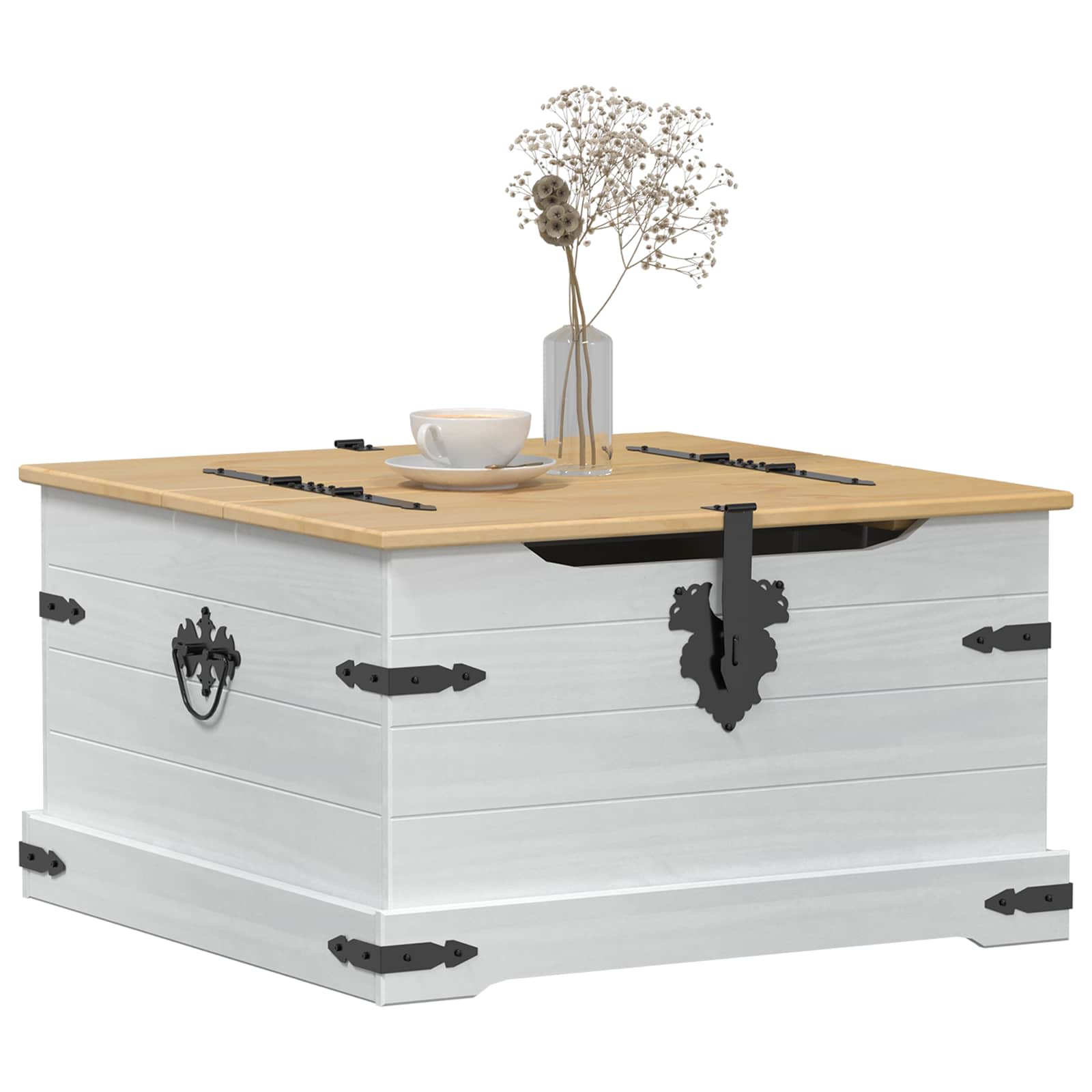vidaXL storage box z półką Biały 78 x 78 x 45 cm Lite drewno sosnowe