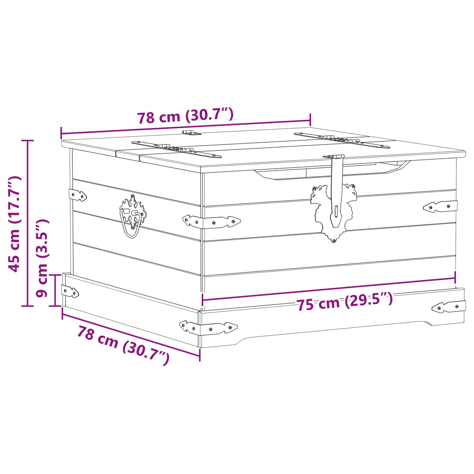 vidaXL storage box z półką Biały 78 x 78 x 45 cm Lite drewno sosnowe