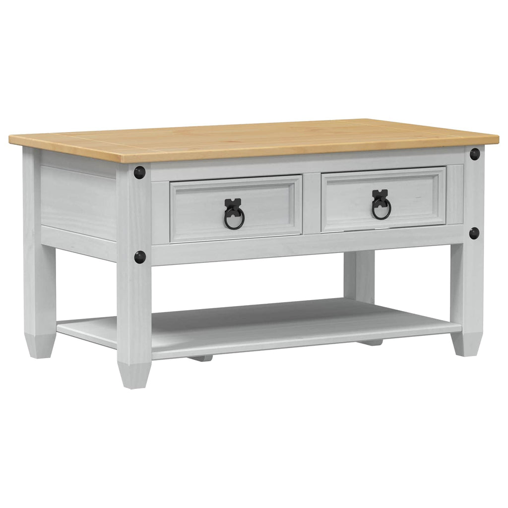 vidaXL Stolik kawowy Biały 85 x 50 x 45 cm Lite drewno sosnowe