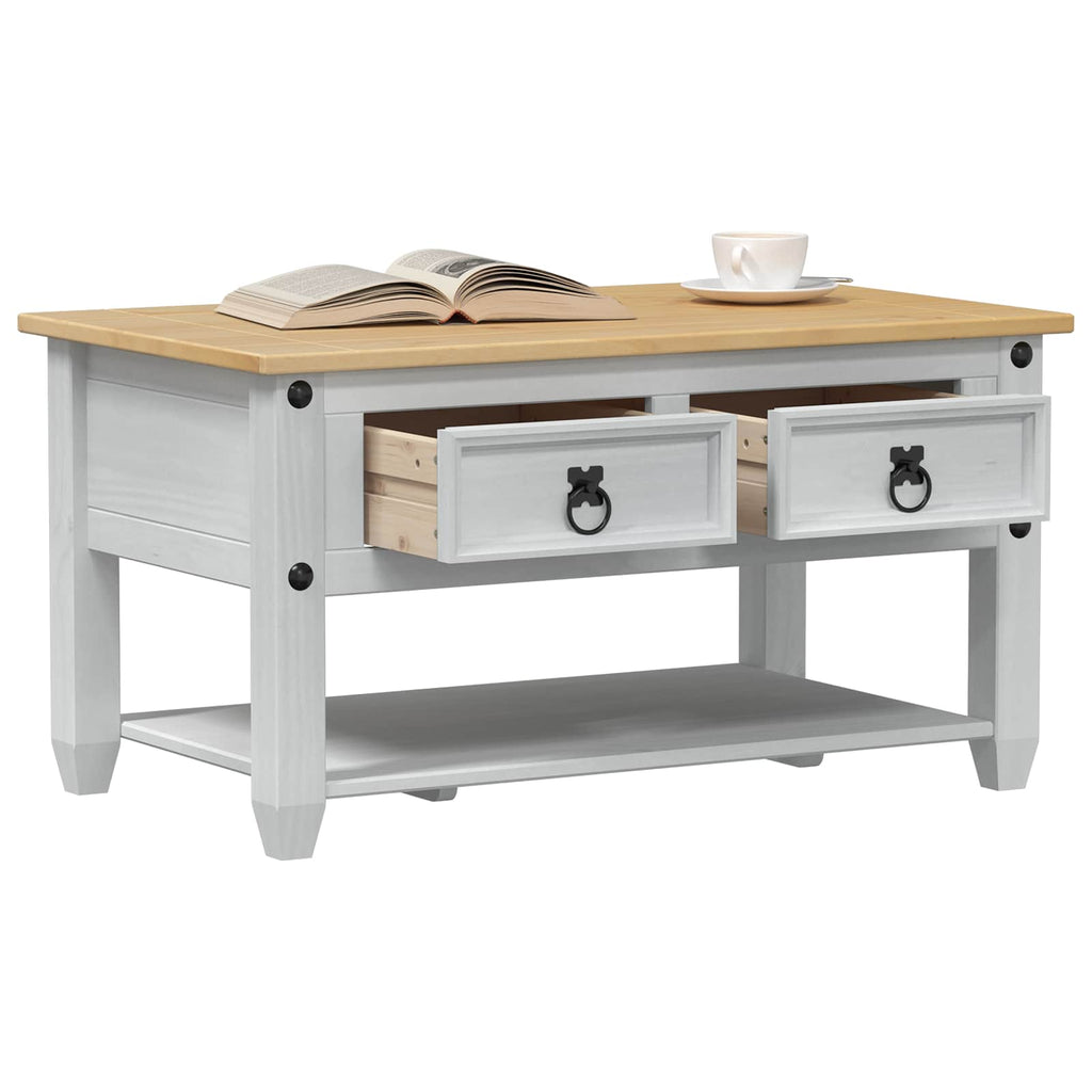 vidaXL Stolik kawowy Biały 85 x 50 x 45 cm Lite drewno sosnowe