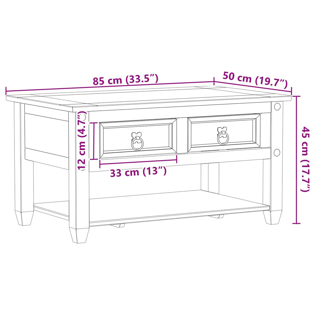 vidaXL Stolik kawowy Biały 85 x 50 x 45 cm Lite drewno sosnowe