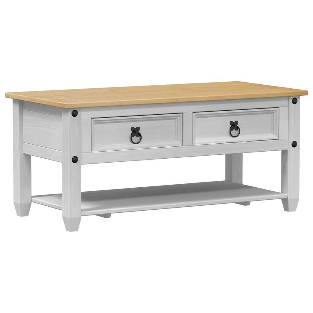 vidaXL Stolik kawowy Biały 100 x 48 x 45 cm Lite drewno sosnowe