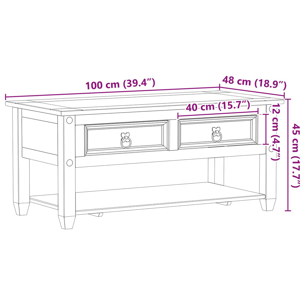 vidaXL Stolik kawowy Biały 100 x 48 x 45 cm Lite drewno sosnowe