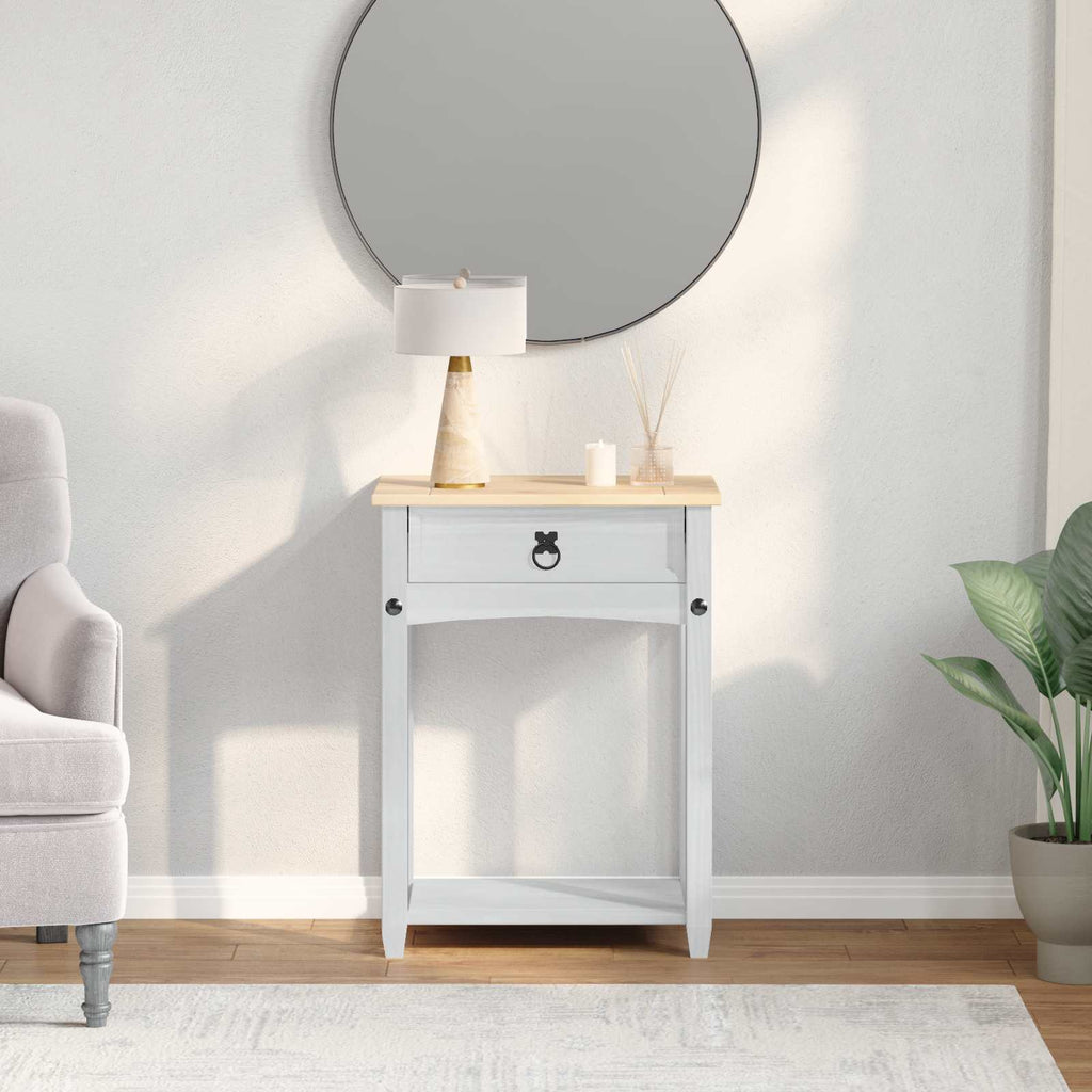 vidaXL Stolik konsolowy Biały 55 x 35 x 73 cm Lite drewno sosnowe