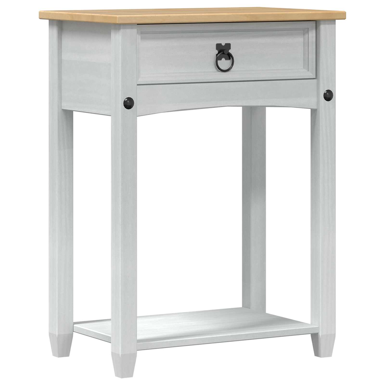 vidaXL Stolik konsolowy Biały 55 x 35 x 73 cm Lite drewno sosnowe