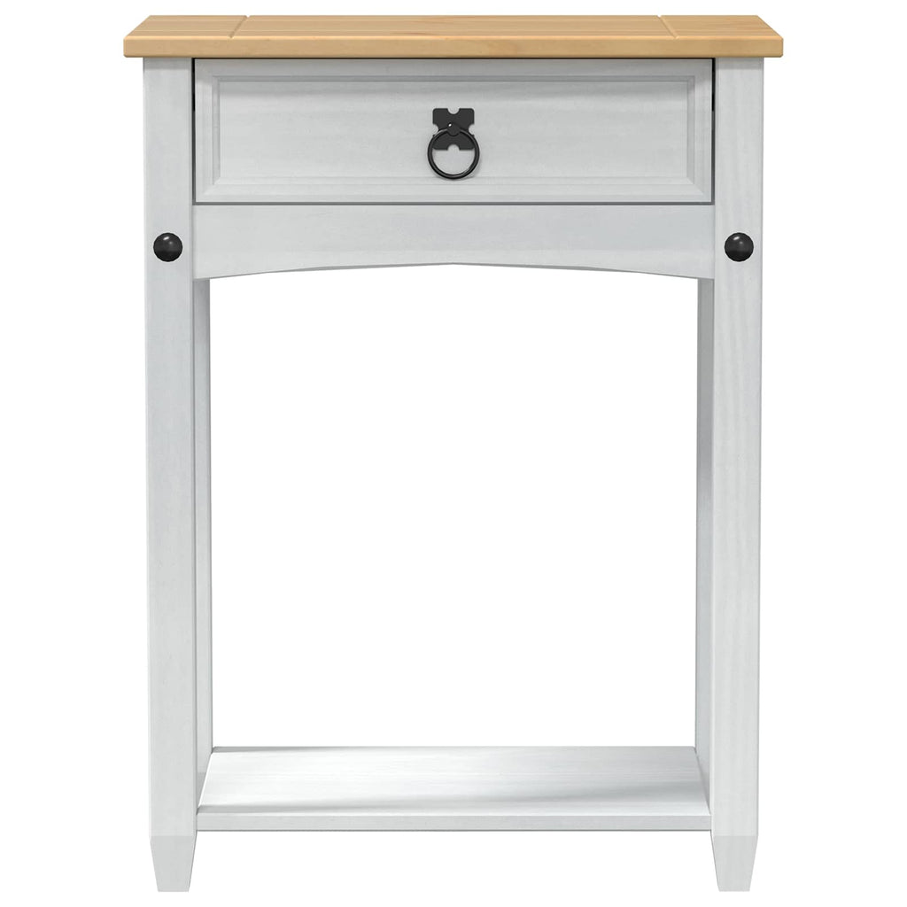 vidaXL Stolik konsolowy Biały 55 x 35 x 73 cm Lite drewno sosnowe