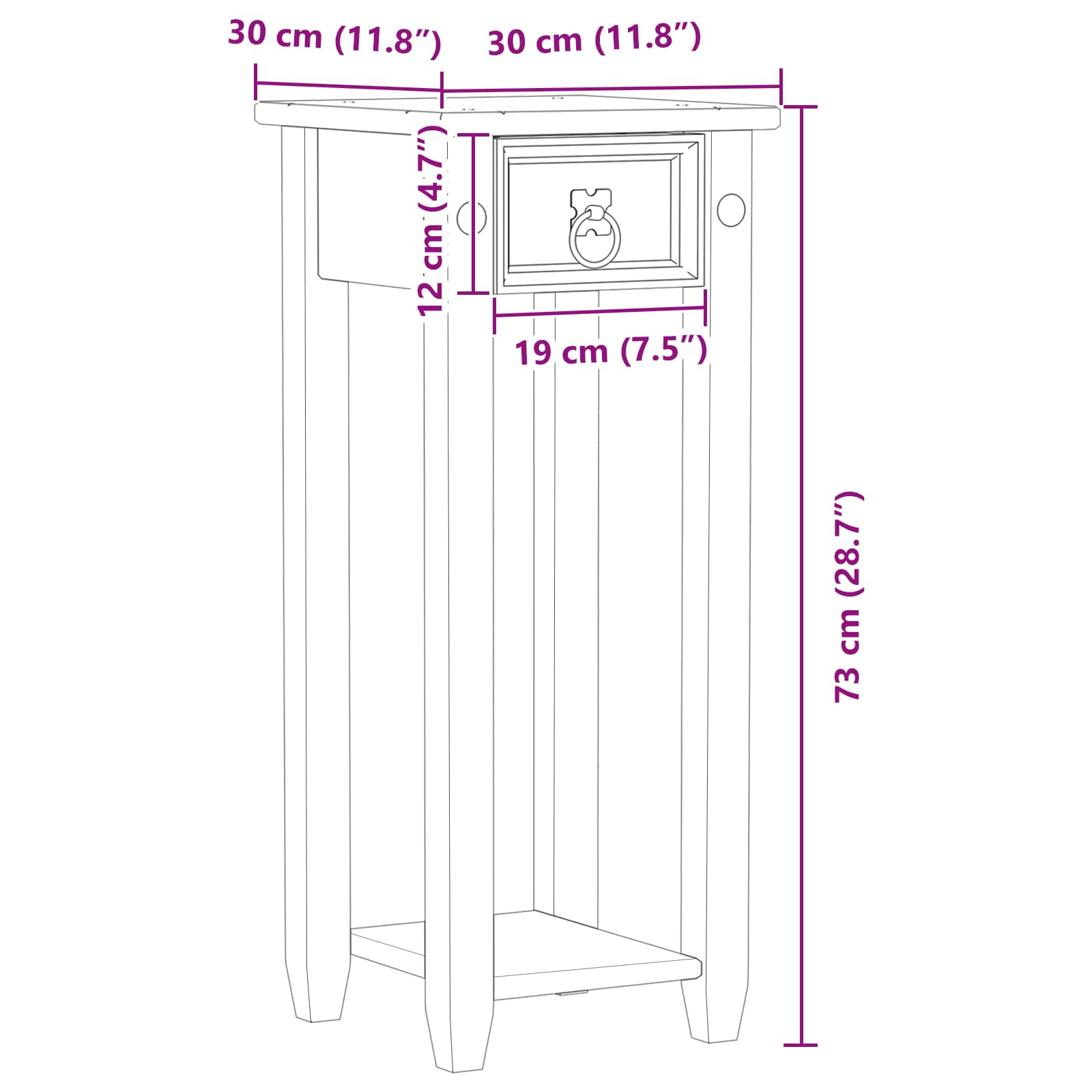 vidaXL Stojak na rośliny Biały 30 x 30 x 73 cm Lite drewno sosnowe