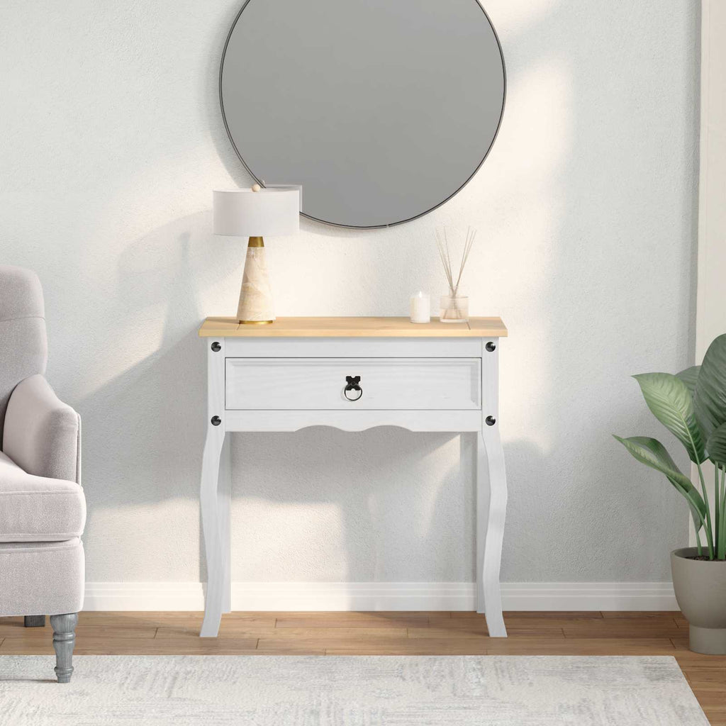 vidaXL Stolik konsolowy Biały 73 x 35 x 73 cm Lite drewno sosnowe