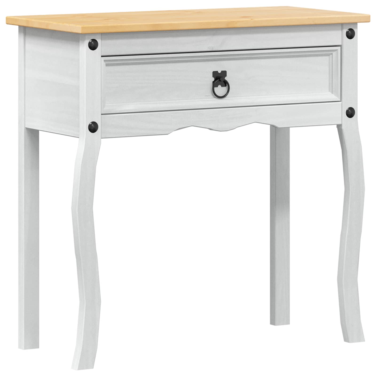 vidaXL Stolik konsolowy Biały 73 x 35 x 73 cm Lite drewno sosnowe