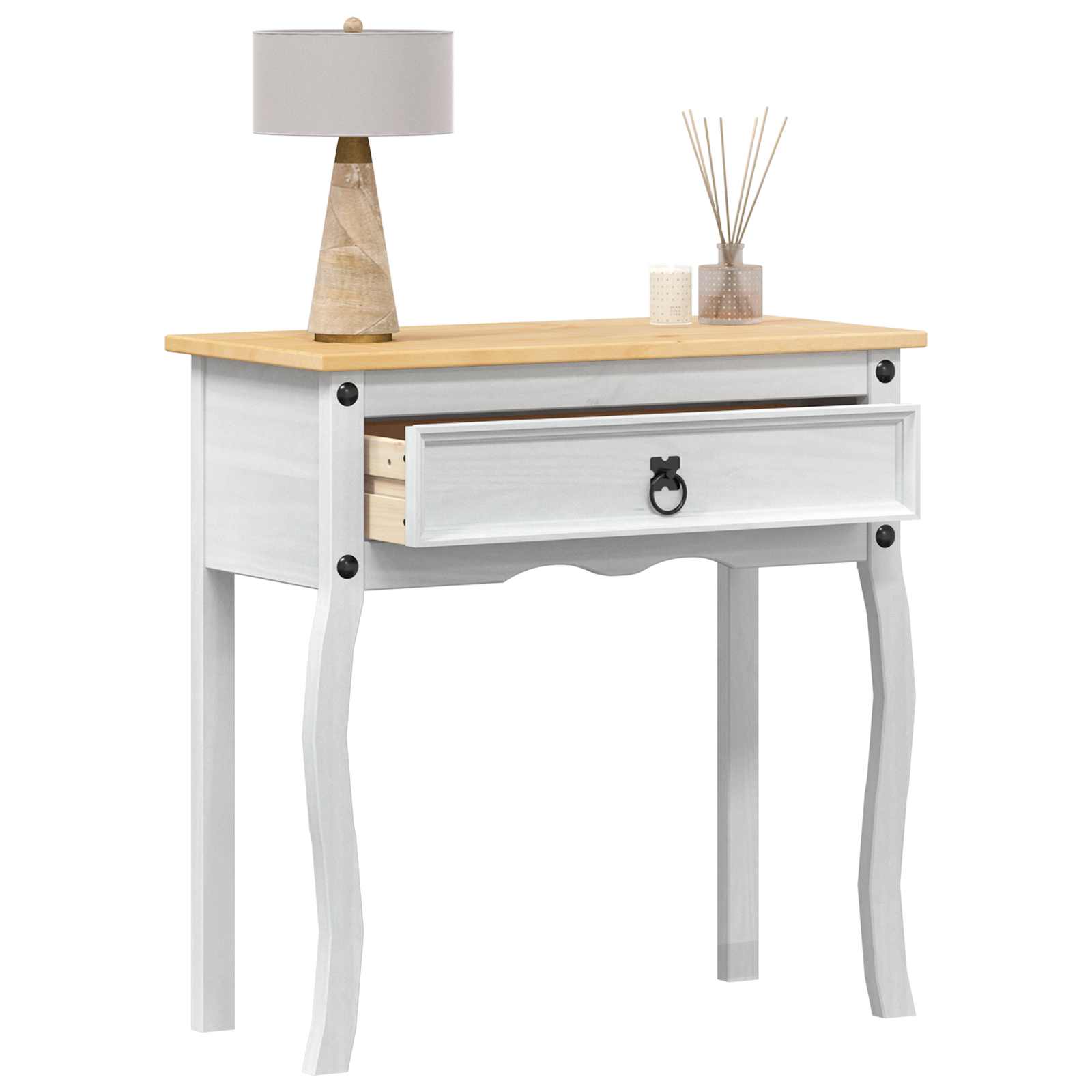 vidaXL Stolik konsolowy Biały 73 x 35 x 73 cm Lite drewno sosnowe