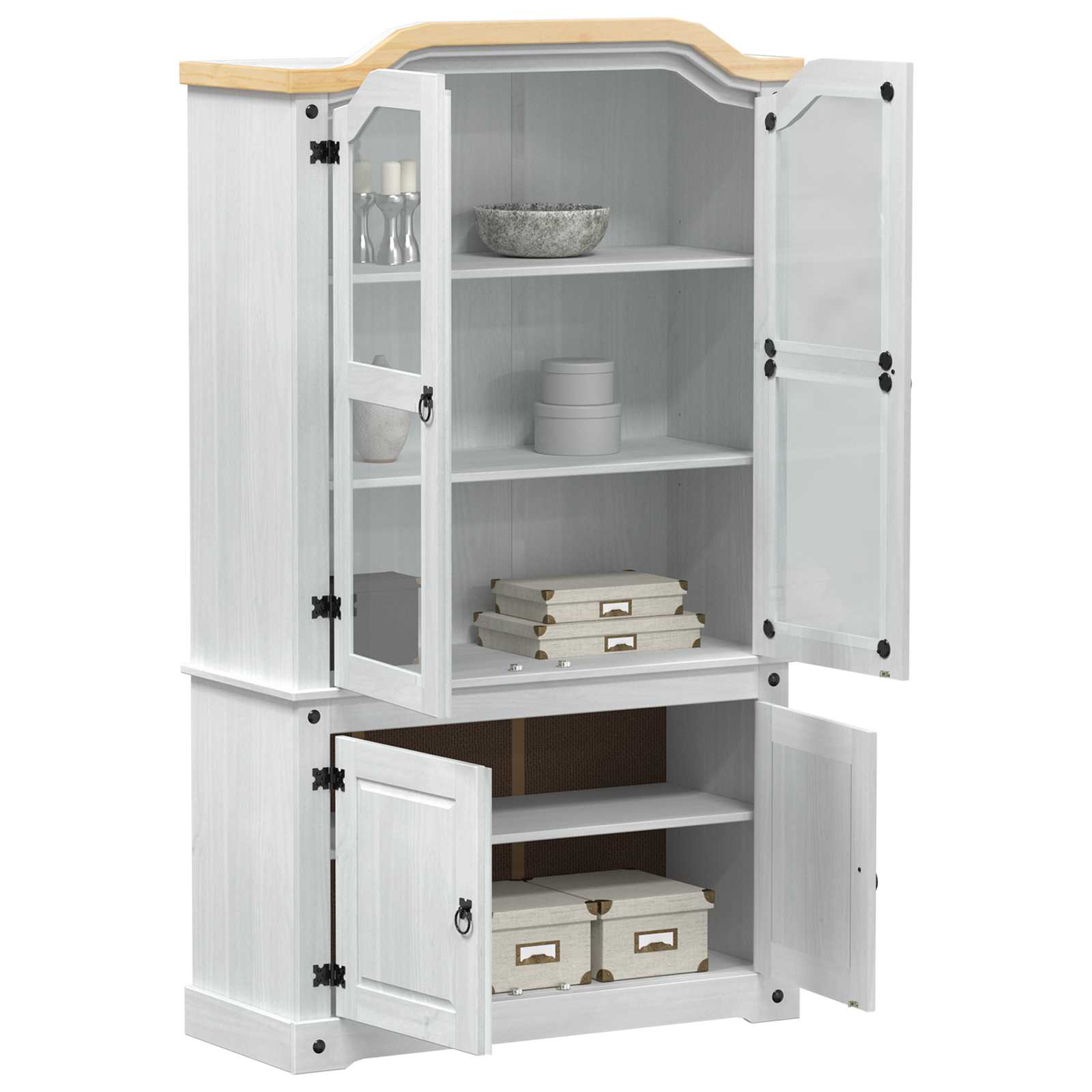 vidaXL Witryna Biały 103.5 x 42 x 180 cm Lite drewno sosnowe