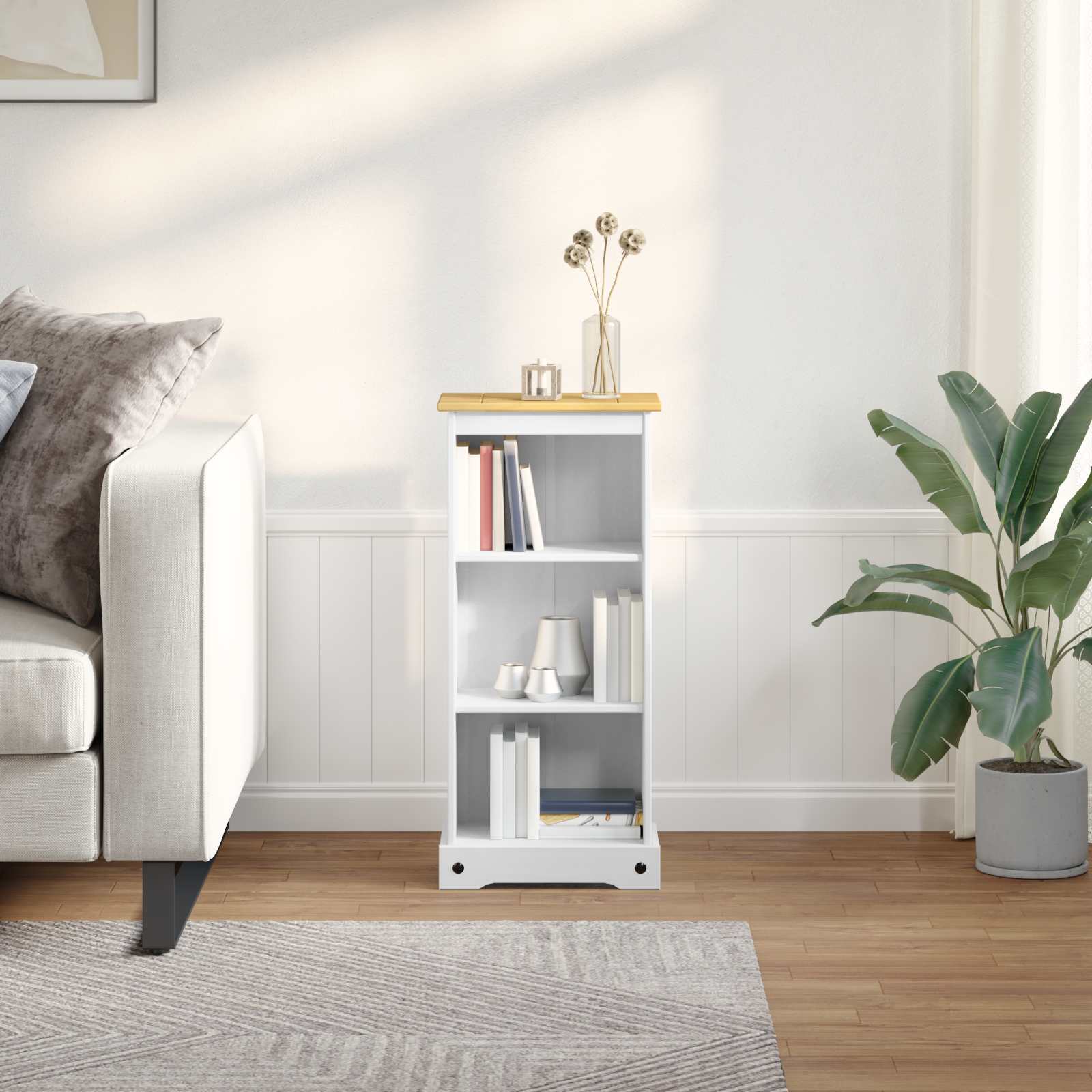 vidaXL Półka na książki Biały 46 x 29 x 100 cm Lite drewno sosnowe
