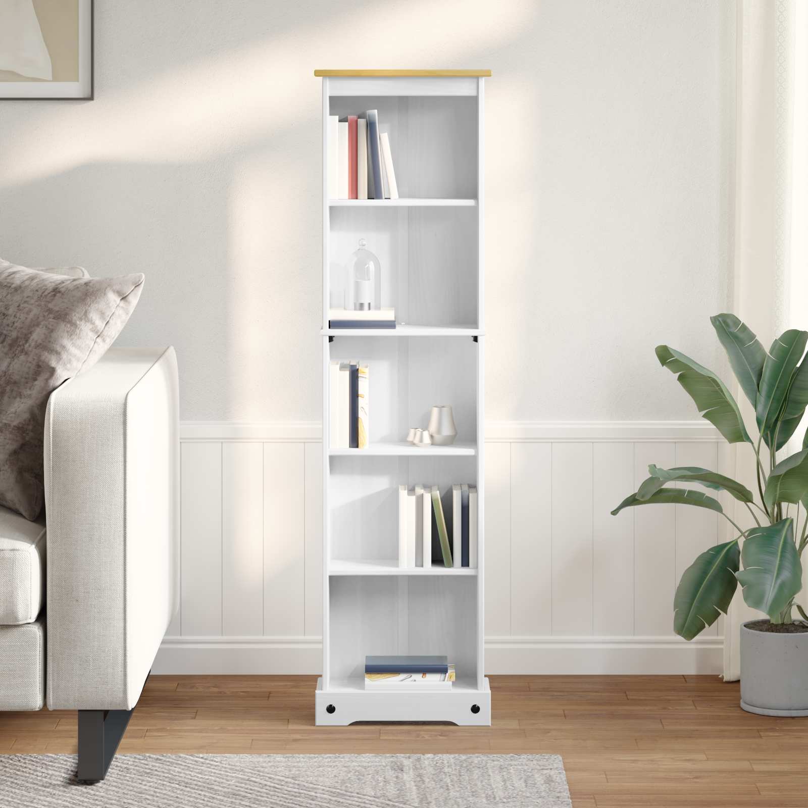 vidaXL Półka na książki Biały 46 x 20 x 170 cm Lite drewno sosnowe