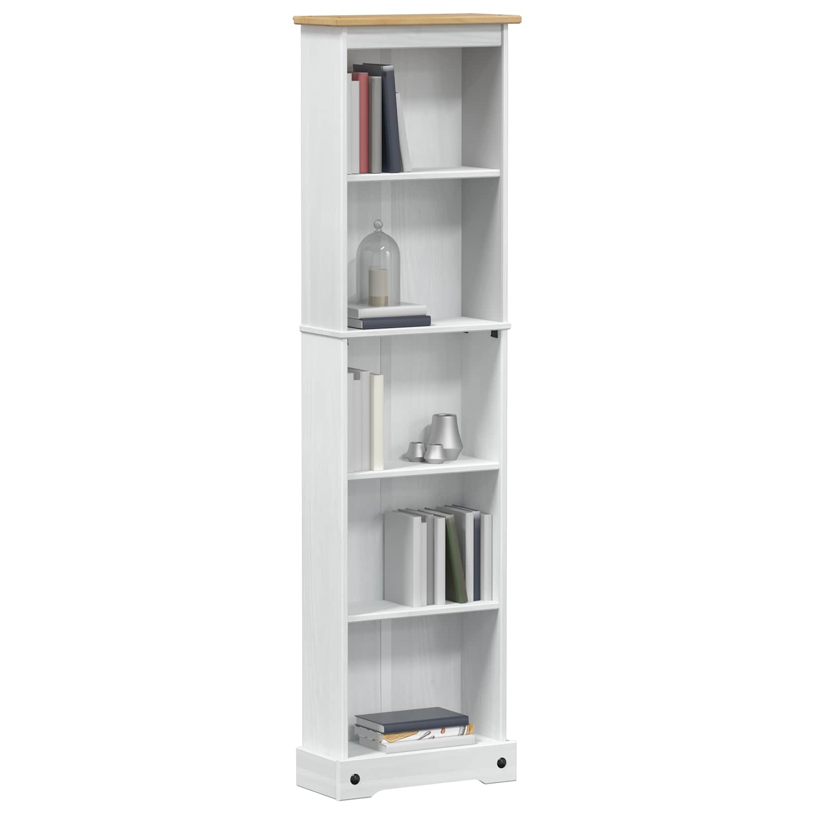 vidaXL Półka na książki Biały 46 x 20 x 170 cm Lite drewno sosnowe