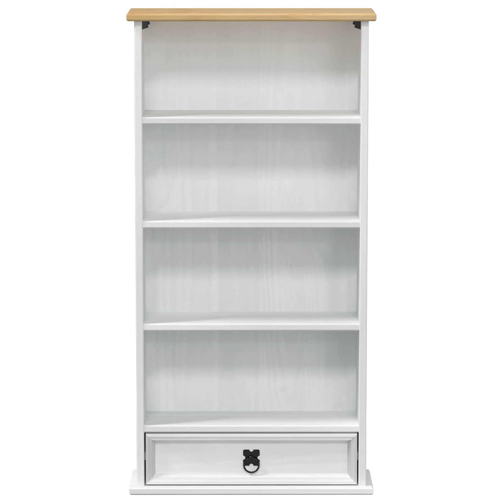 vidaXL Szafka na płyty CD Biały 52 x 17.5 x 103 cm Lite drewno sosnowe