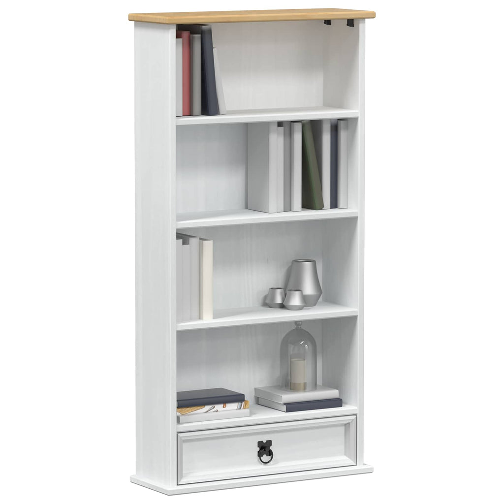 vidaXL Szafka na płyty CD Biały 52 x 17.5 x 103 cm Lite drewno sosnowe