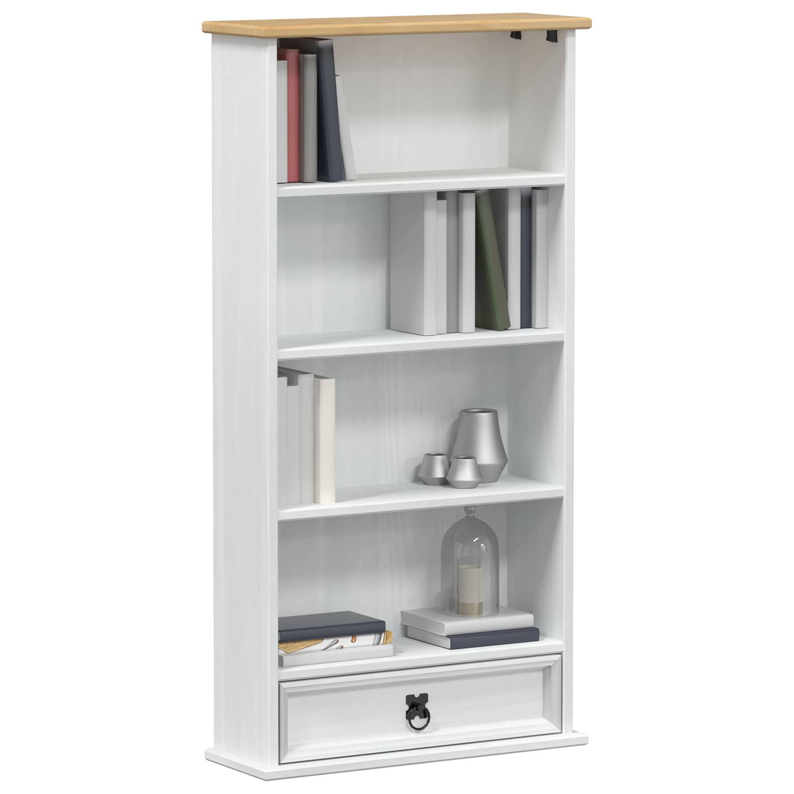 vidaXL Szafka na płyty CD Biały 52 x 17.5 x 103 cm Lite drewno sosnowe